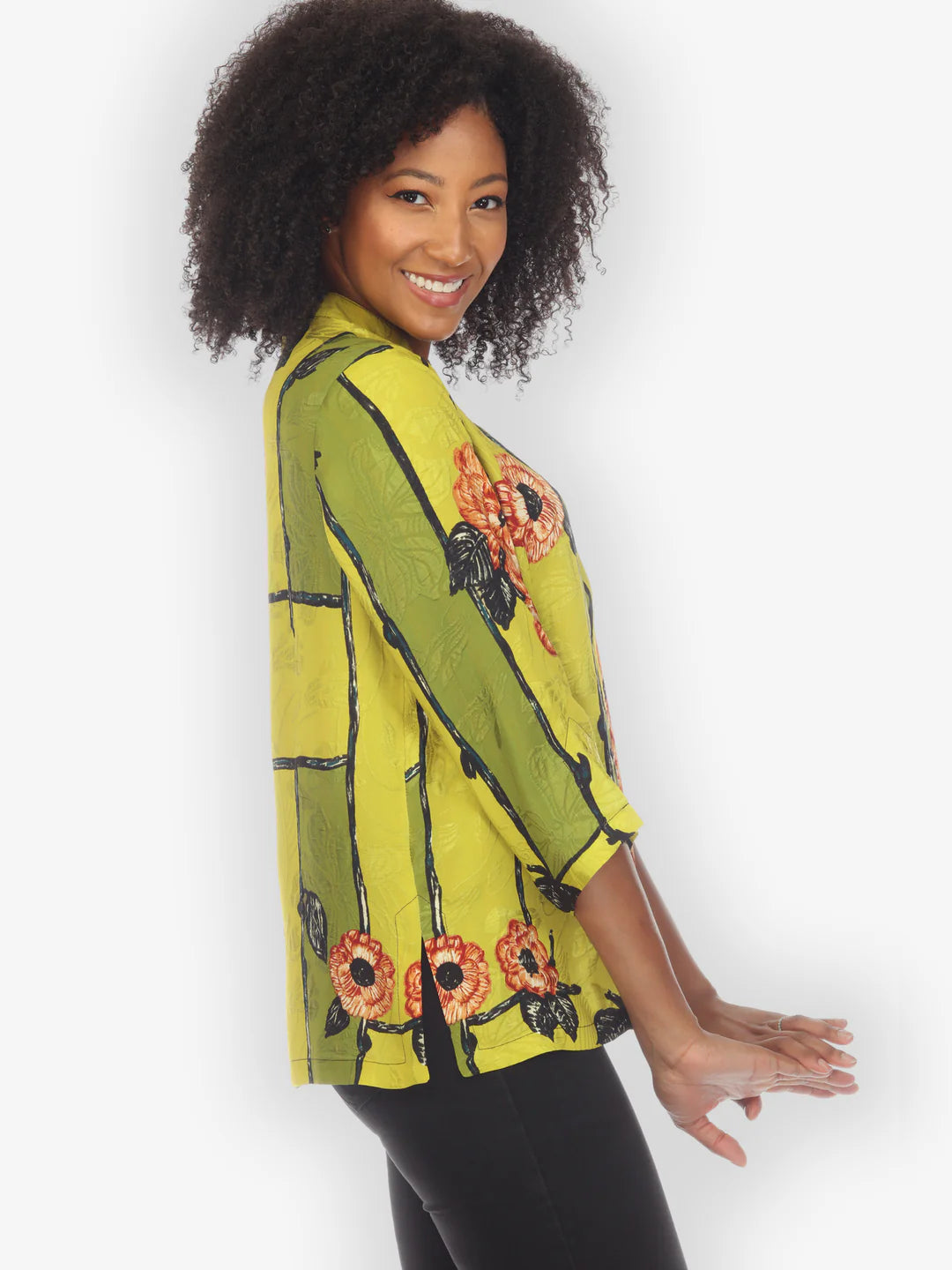 Citron "Flowers On Lemon" Silk Blouse - 1213FOL