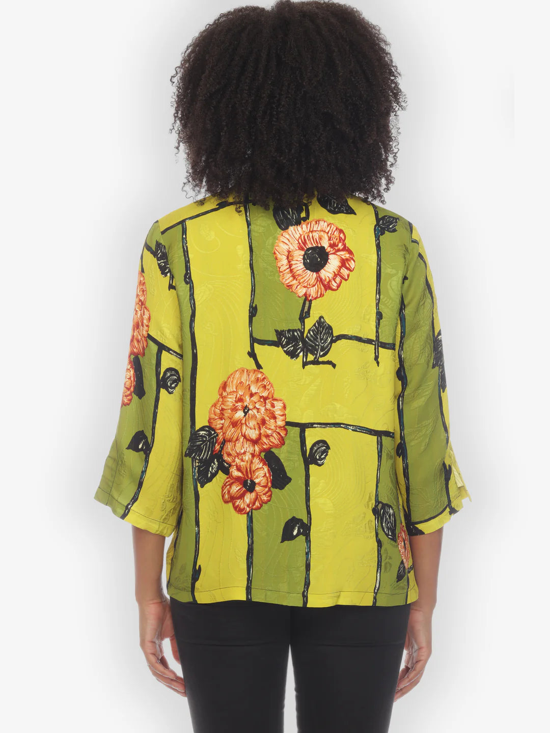 Citron "Flowers On Lemon" Silk Blouse - 1213FOL