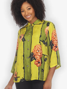 Citron "Flowers On Lemon" Silk Blouse - 1213FOL