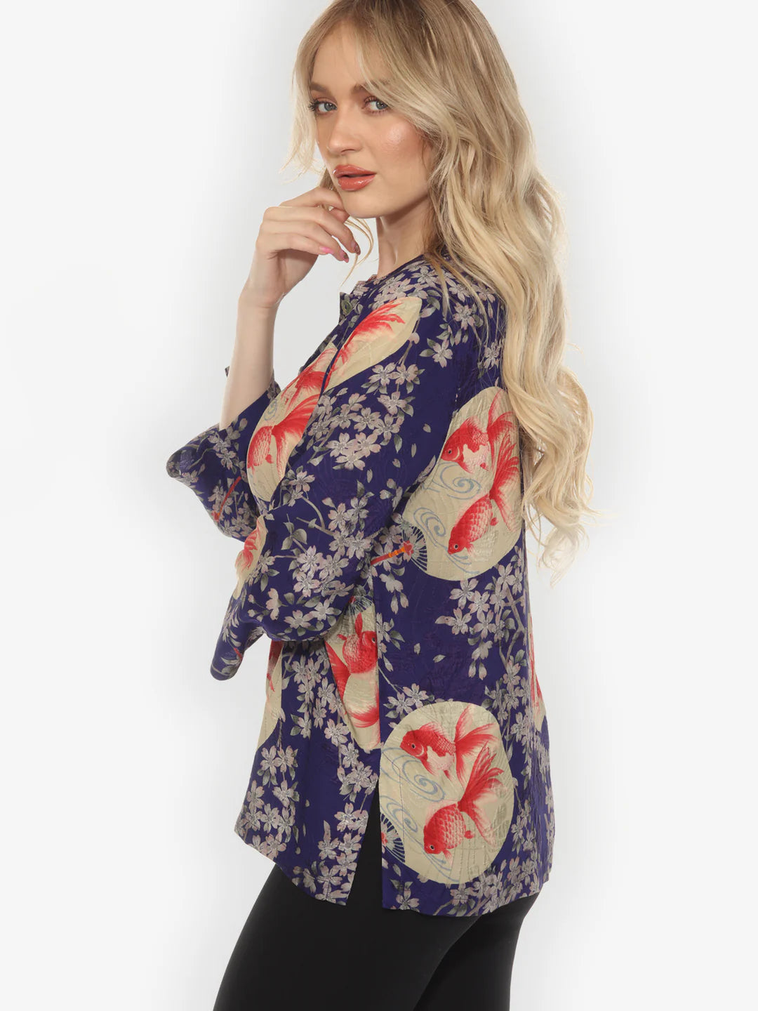 Citron "Goldfish and Blossom" Classic Silk Blouse - 1213GAB