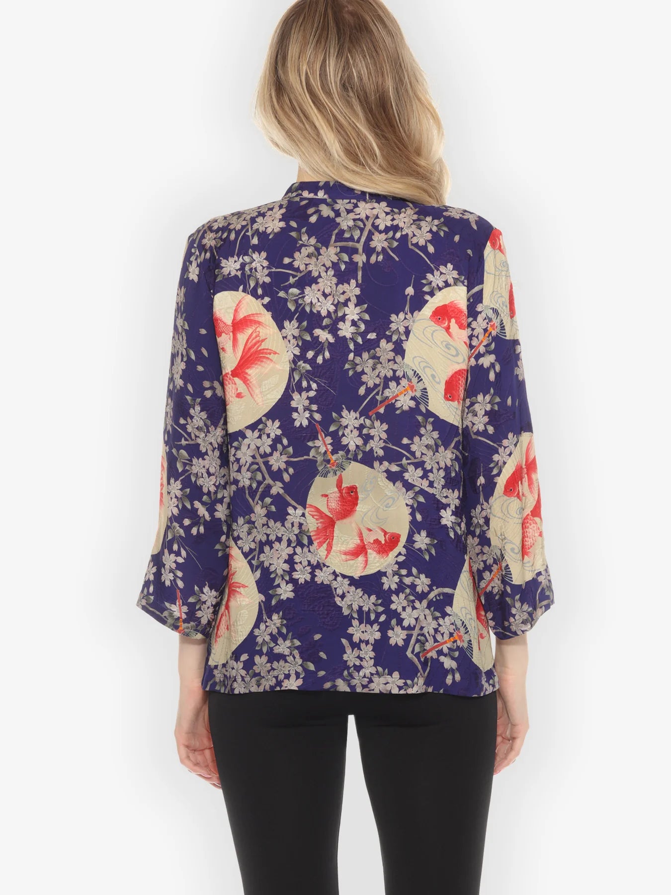 Citron "Goldfish and Blossom" Classic Silk Blouse - 1213GAB