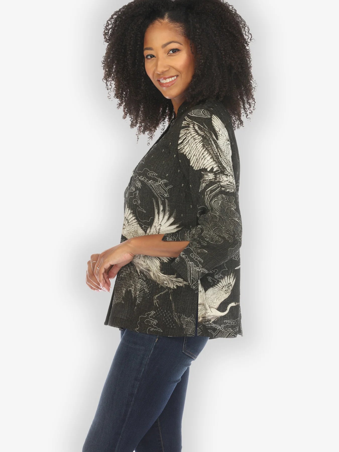 Citron "Galaxy Crane" Silk Blend Blouse - 1213GC