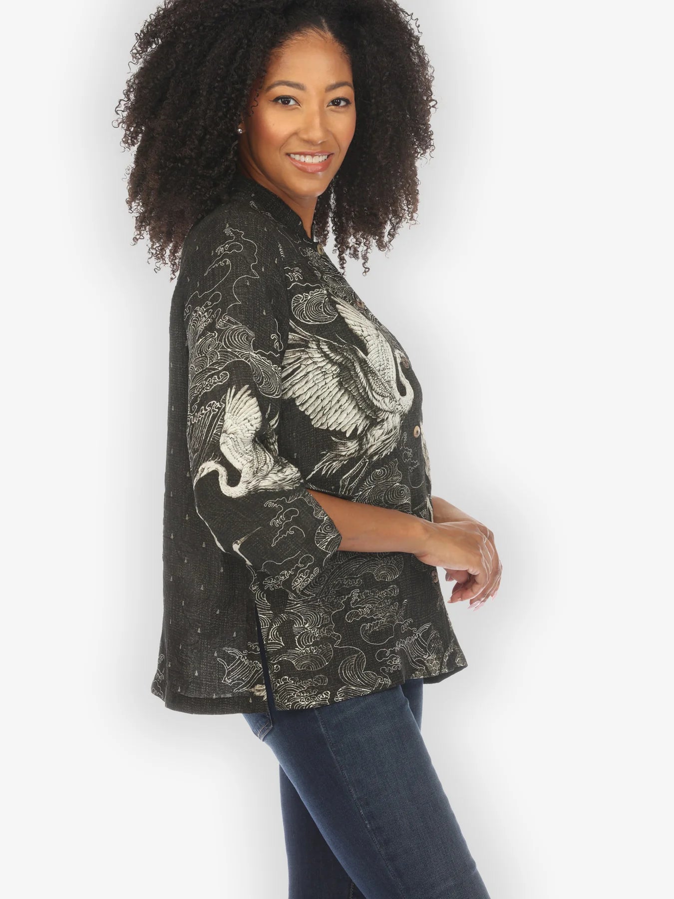 Citron "Galaxy Crane" Silk Blend Blouse - 1213GC