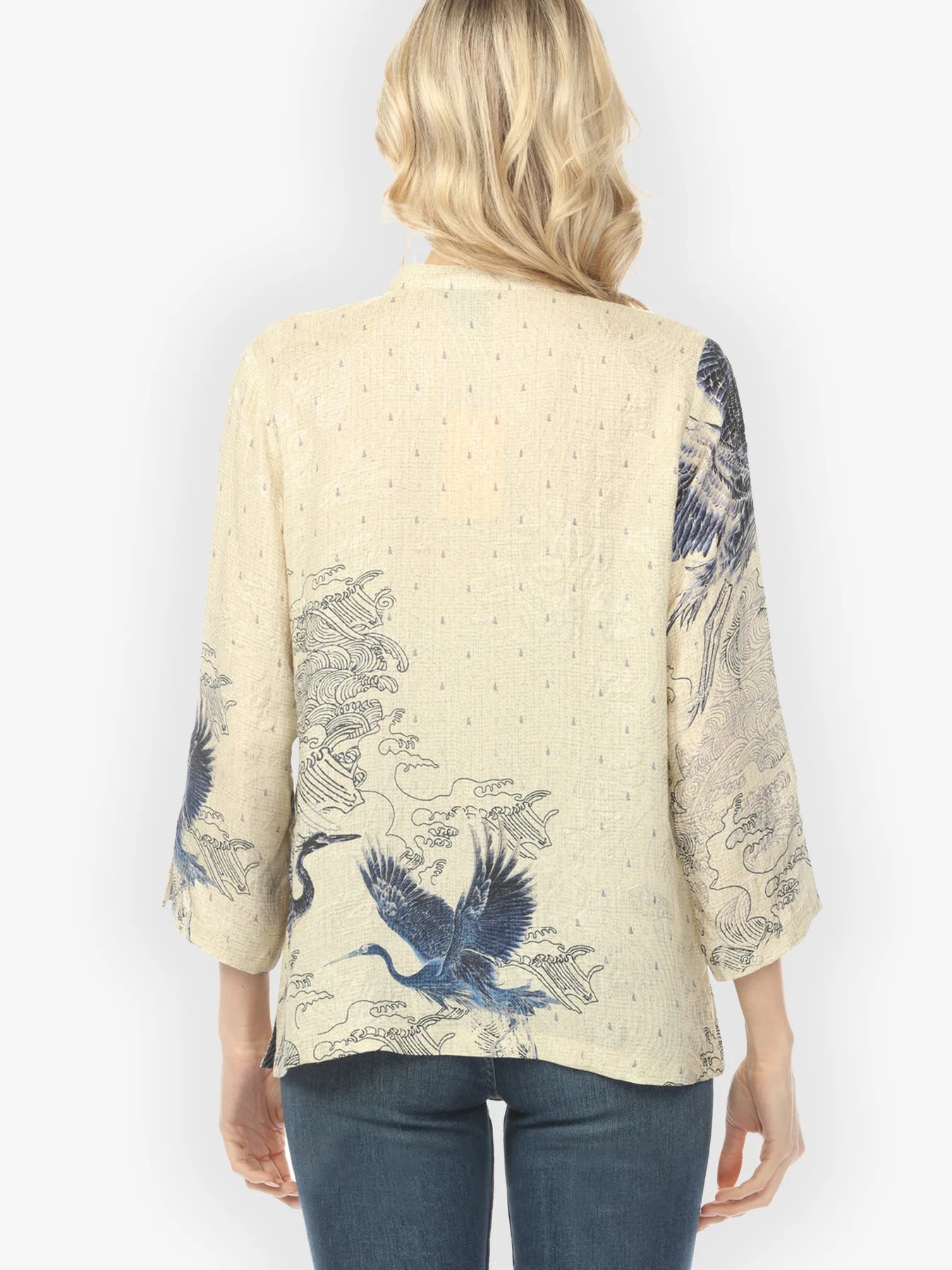 Citron "Galaxy Crane Cream" Silk Blouse - 1213GCC