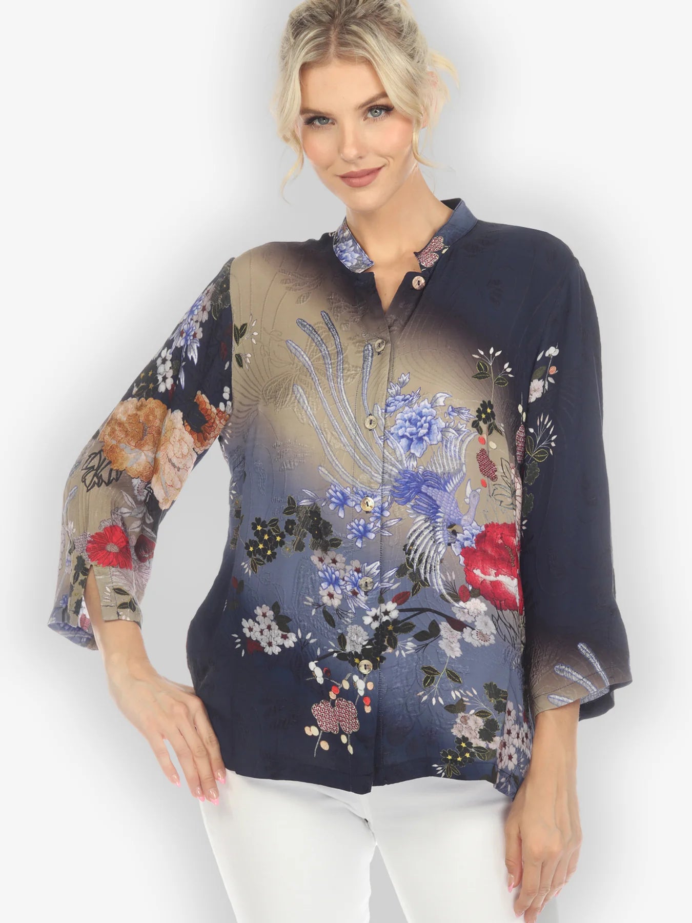 Citron "Garden of Hope" Silk Blouse - 1213GOH - S ONLY
