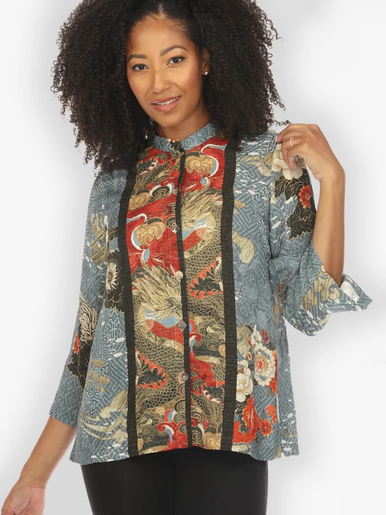 Citron "Happy Dragon" Silk Blend Blouse - 1213HD