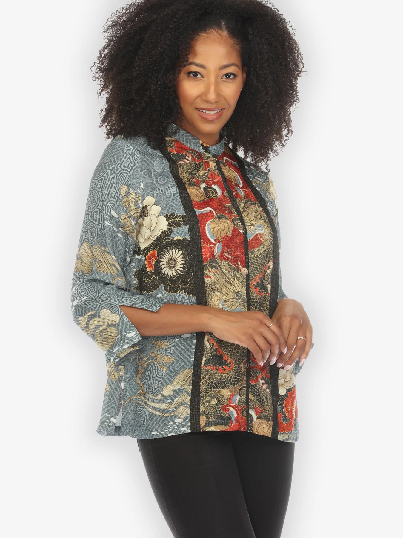 Citron "Happy Dragon" Silk Blend Blouse - 1213HD