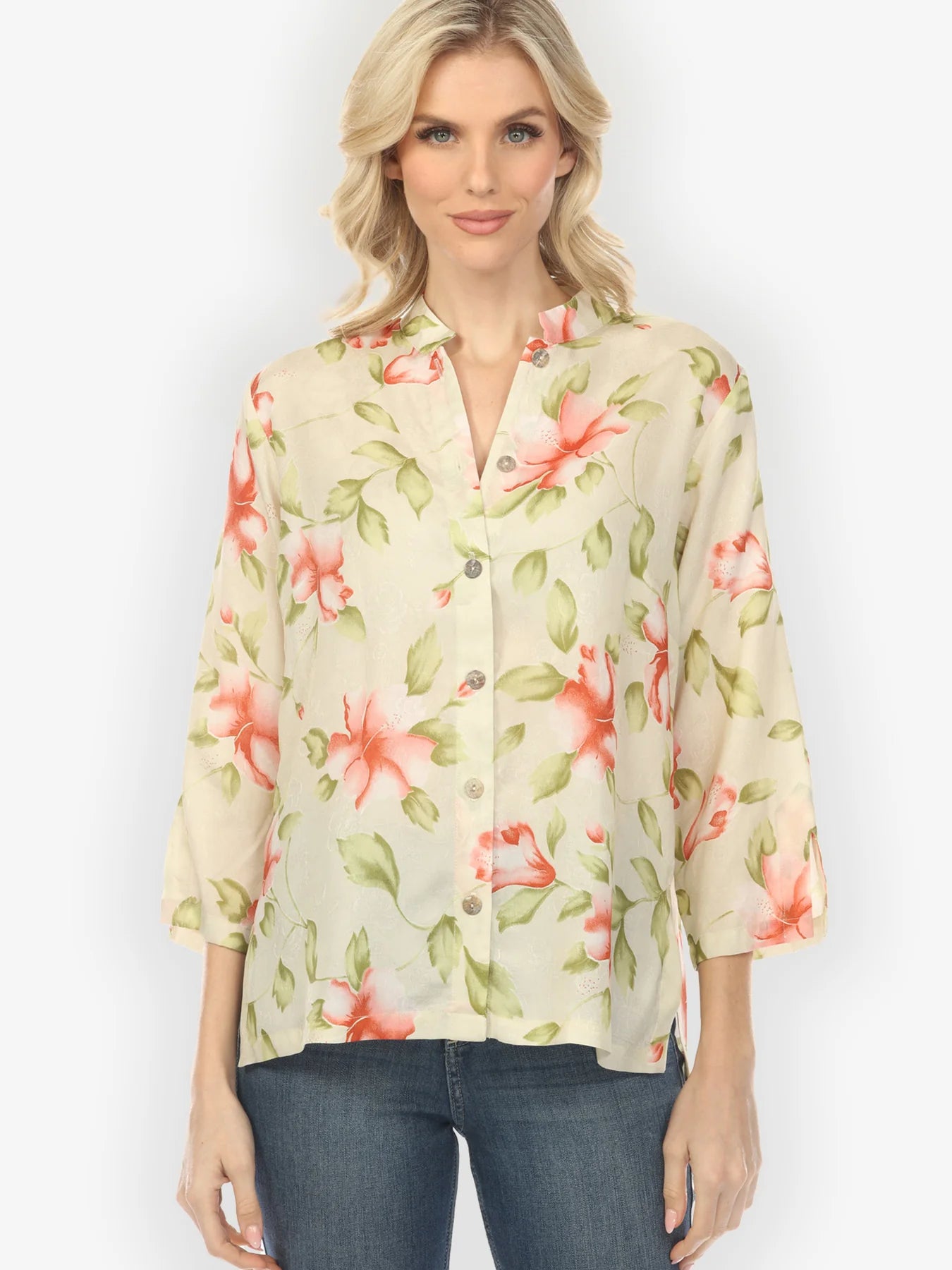 Citron "Hibiscus Leafy Light Tea Green Blouse" Blouse - 1213HL-LTG
