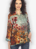 Citron "Joy Blossom Border" Silk Blouse - 1213JBB