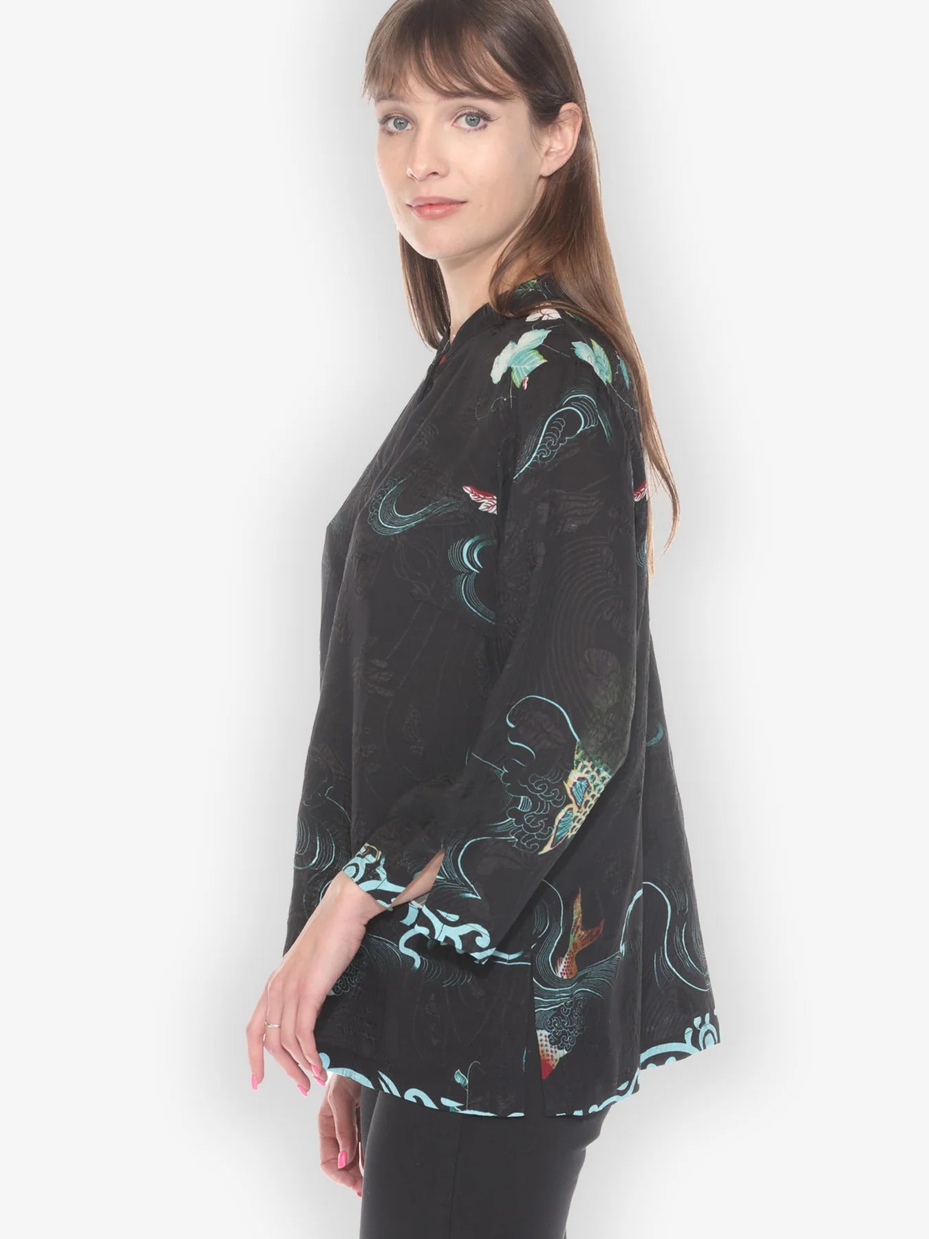 Citron "Koi and Leaves" Silk Blouse - 1213KAL