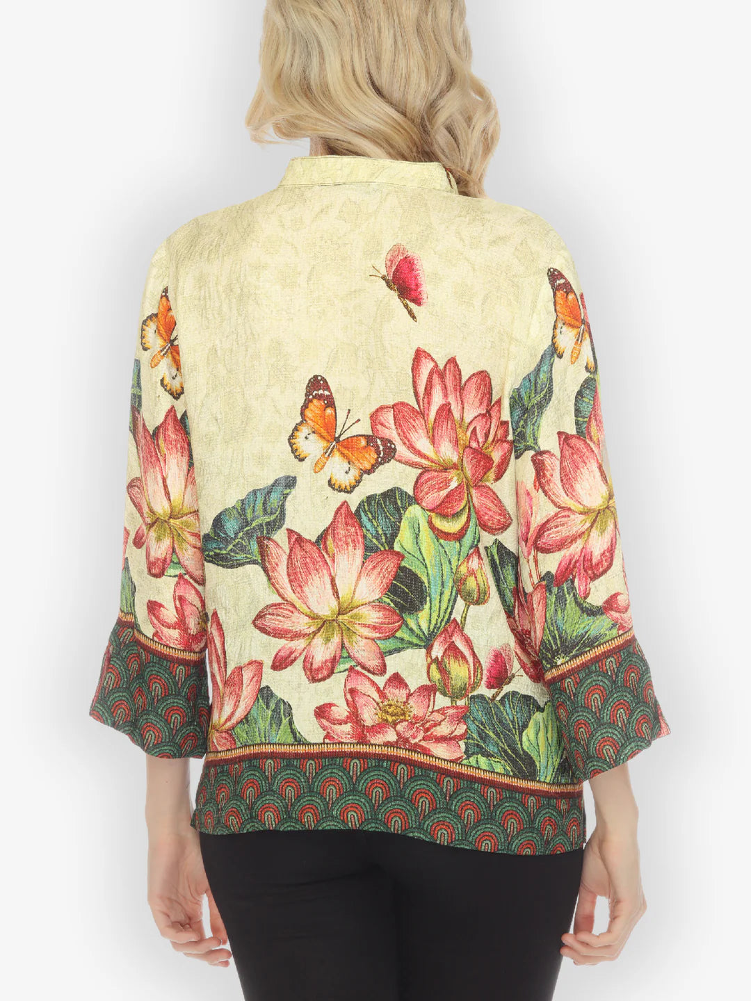 Citron "Lotus Embroidery Print" Silk Blouse - 1213LEP
