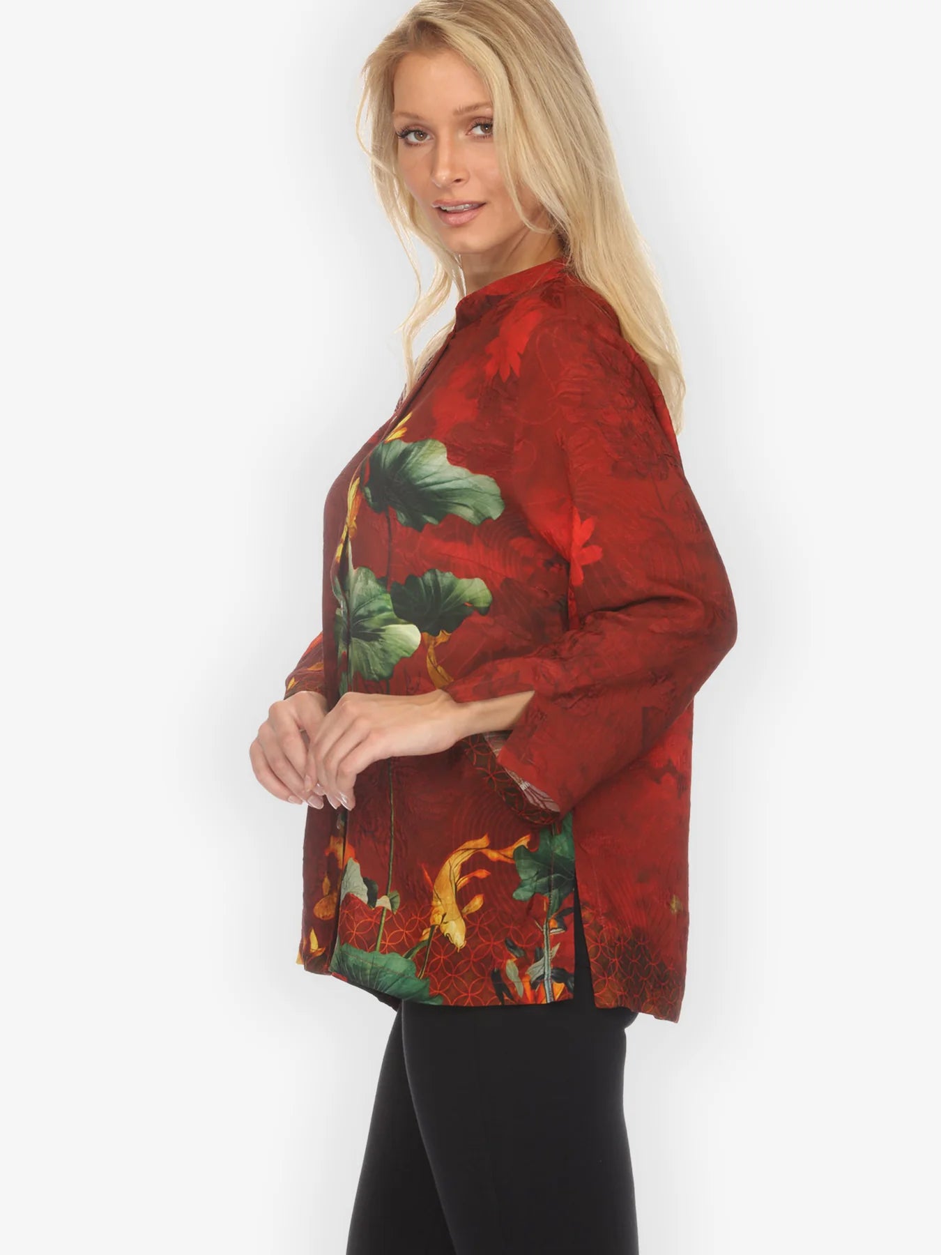 Citron "Lotus Paradise in Red" Silk Blouse - 1213LPR