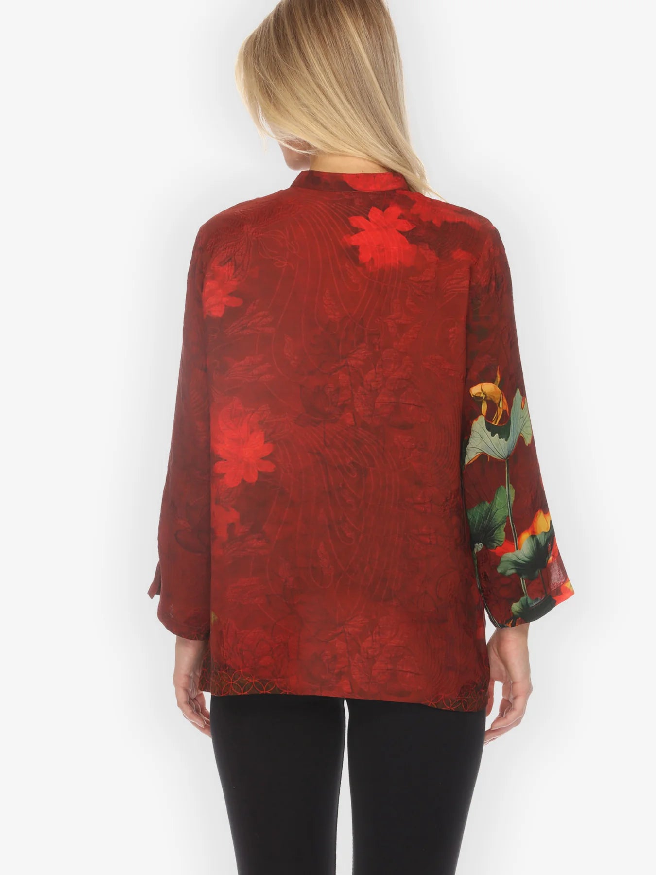 Citron "Lotus Paradise in Red" Silk Blouse - 1213LPR