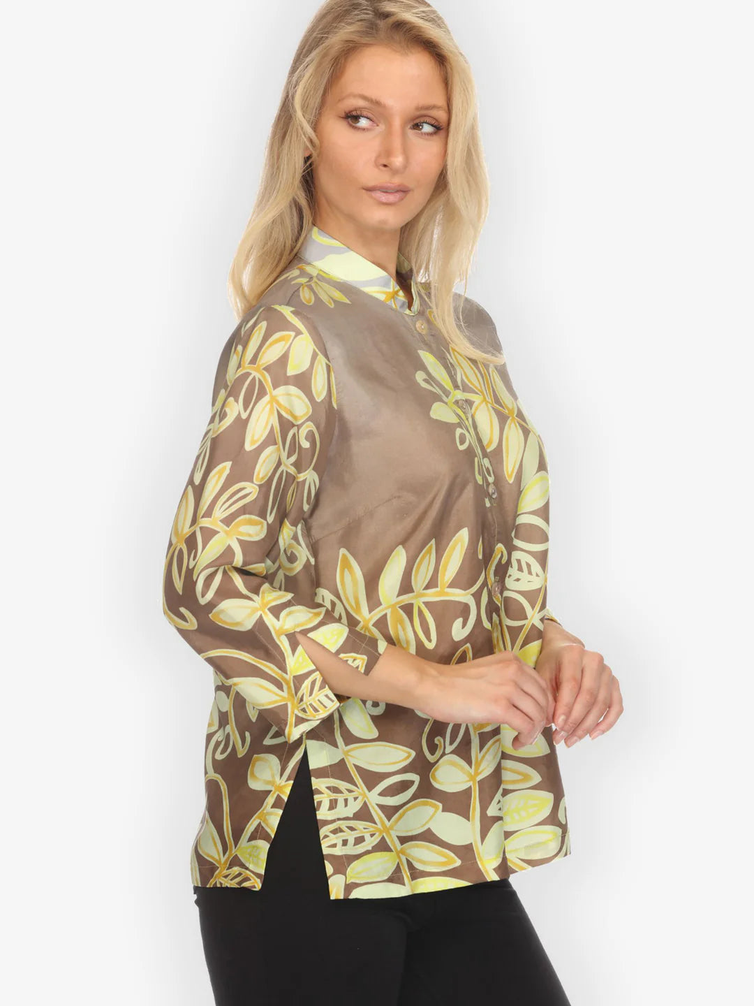 Citron "Leafy Vine Yellow" Silk Blouse - 1213LVY