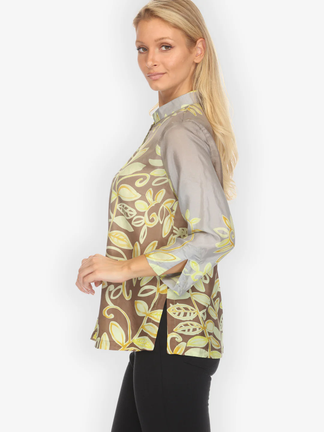 Citron "Leafy Vine Yellow" Silk Blouse - 1213LVY