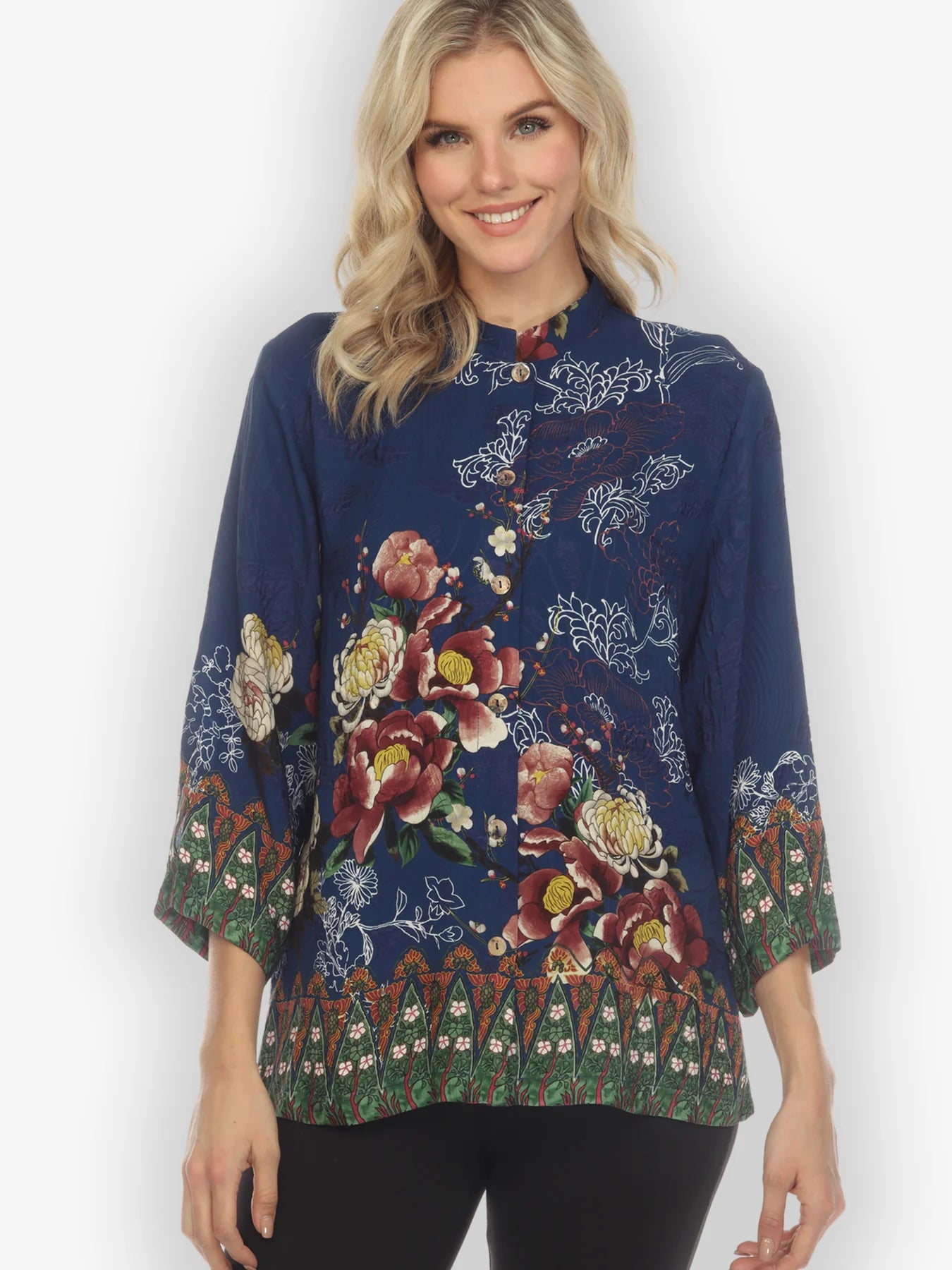 Citron "Mums and Border" Silk Blouse - 1213MAB