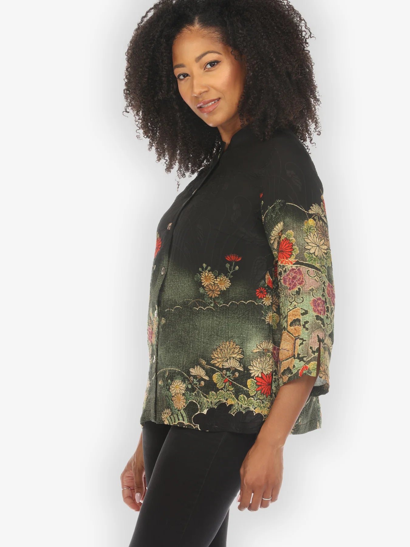 Citron "Magic Organic Beauty in Black" Silk Blouse - 1213MOB-BL