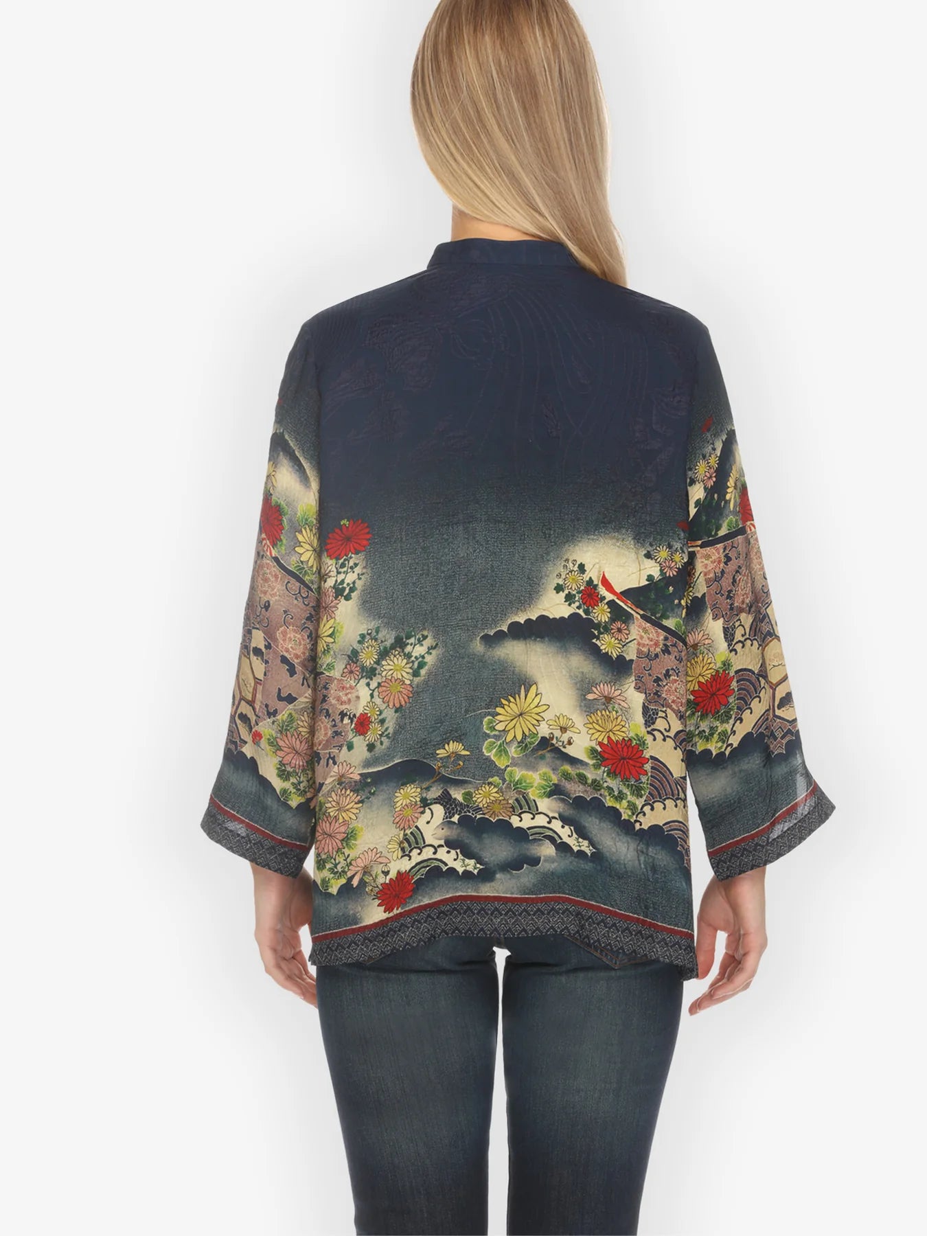 Citron "Magic Organic Beauty in Navy" Silk Blouse - 1213MOBN