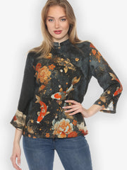Citron "Noble Koi Fish" Silk Blouse - 1213NKF
