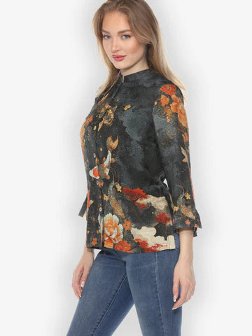 Citron "Noble Koi Fish" Silk Blouse - 1213NKF