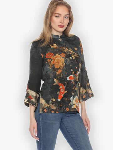 Citron "Noble Koi Fish" Silk Blouse - 1213NKF