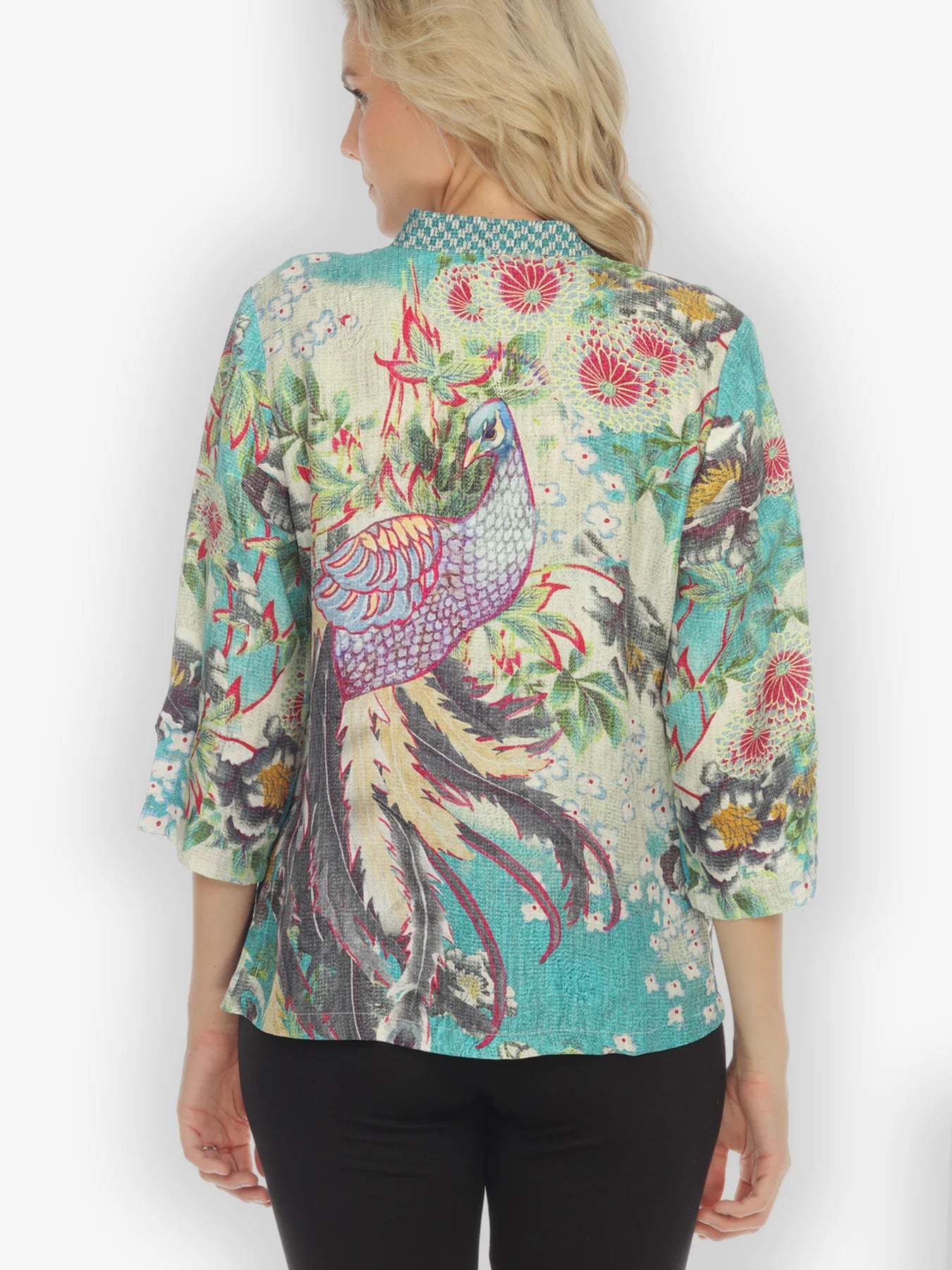 Citron "Peacock in the Forest" Silk Blouse - 1213PIF