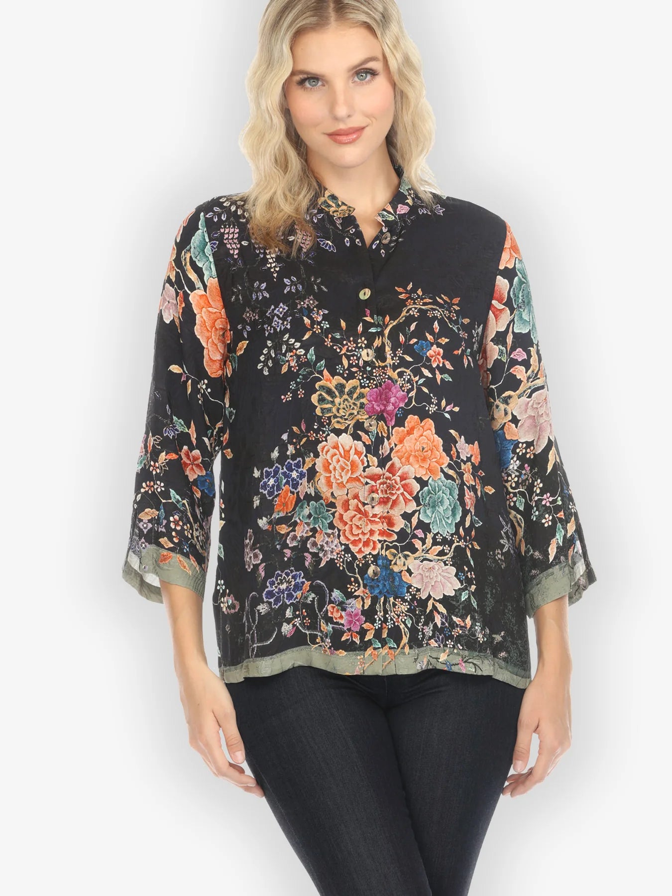 Citron "Queenly Radiant Charm in Coral" Silk Blend Blouse - 1213QRC-CL