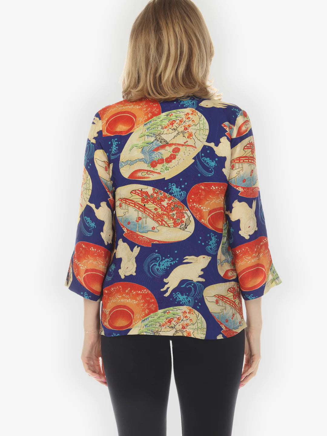 Citron "Rabbit and Lantern in Navy" Silk Blouse - 1213RALN