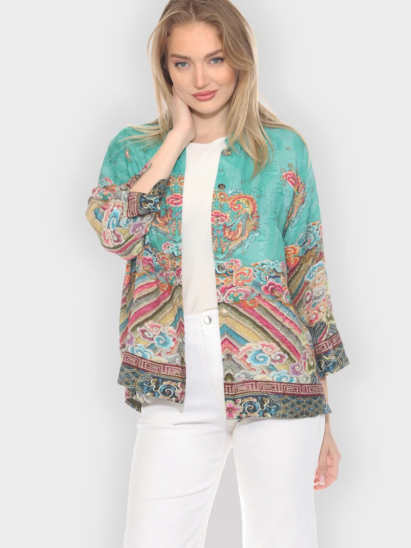 Citron "Royal Embroidery Robe" Silk Blouse - 1213RER