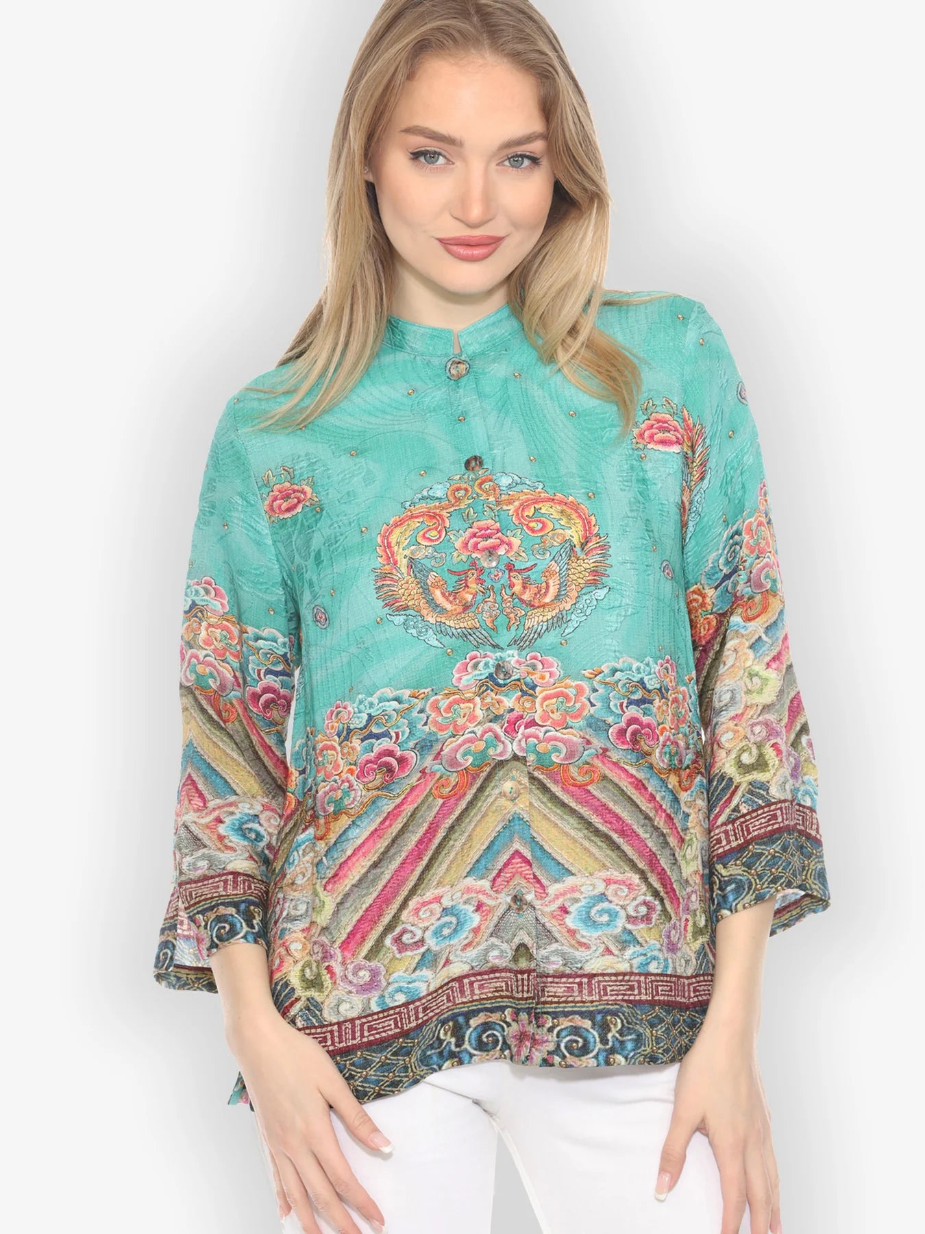 Citron "Royal Embroidery Robe" Silk Blouse - 1213RER