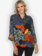Citron "Royal Koi Pond" Silk Blouse - 1213RKP