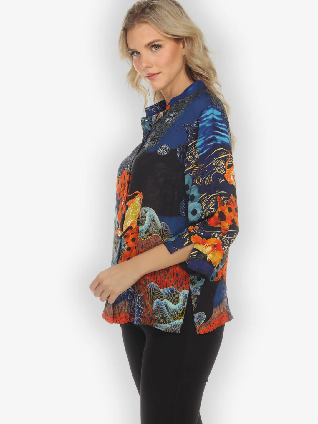 Citron "Royal Koi Pond" Silk Blouse - 1213RKP