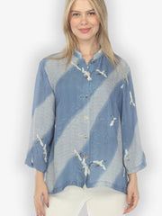 Citron "Shibori Flying Crane" Silk Blouse - 1213SFC