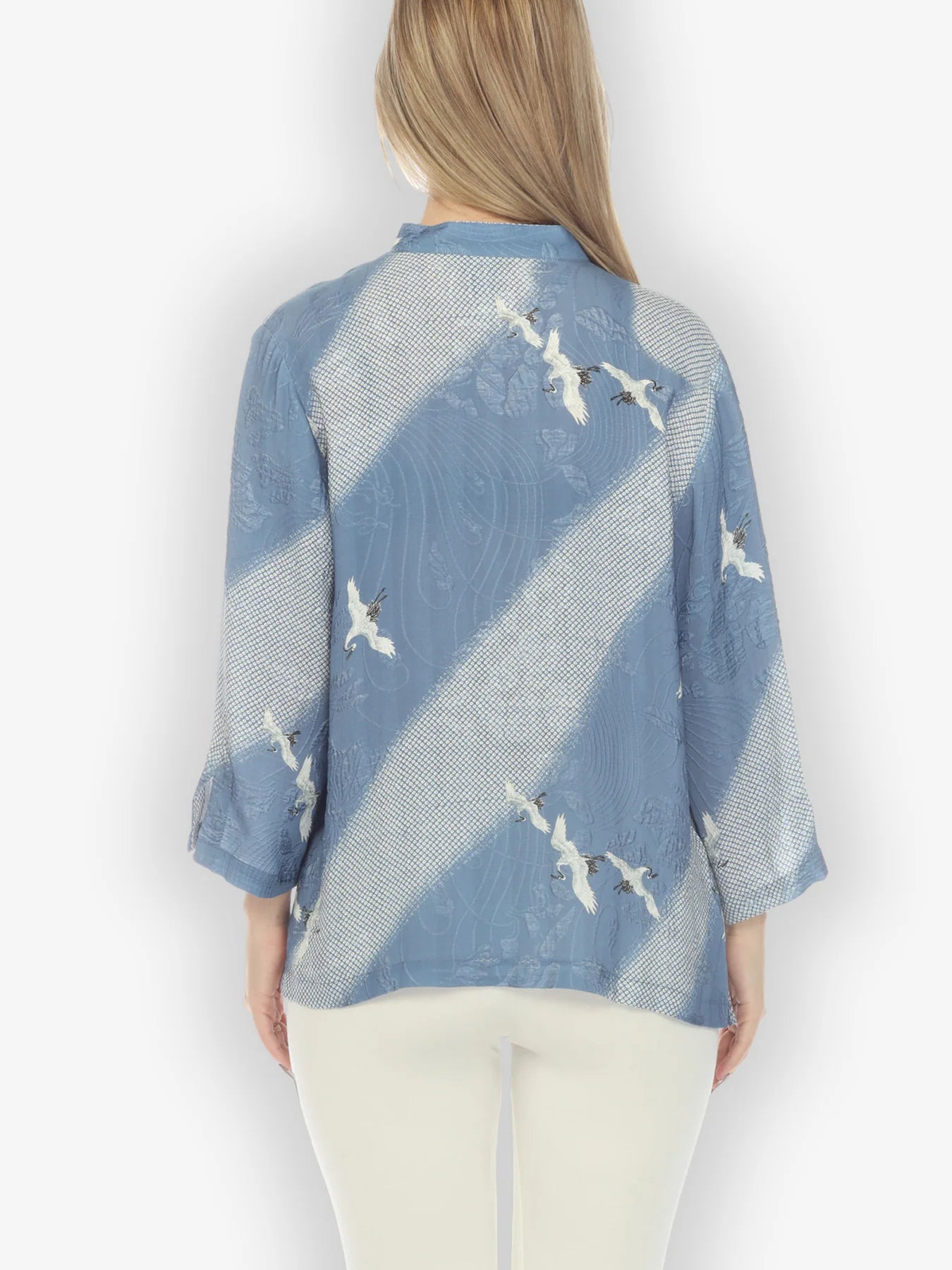 Citron "Shibori Flying Crane" Silk Blouse - 1213SFC