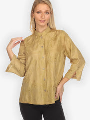 Citron "Sophisticated Floral Embroidery" Silk Blouse - 1213SFEG