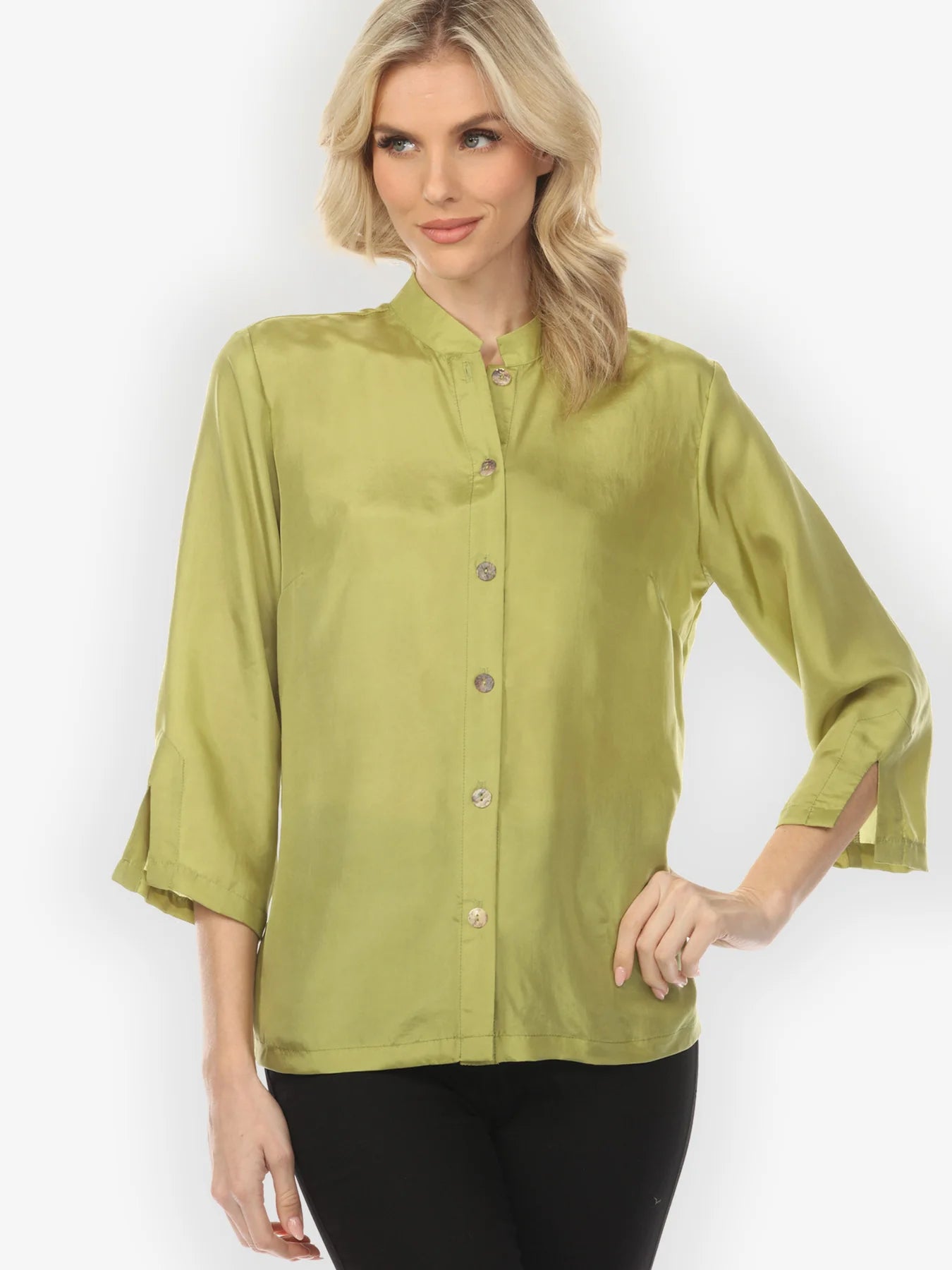 Citron "Solid Silk Lime Green" Silk Blouse - 1213SS-LG