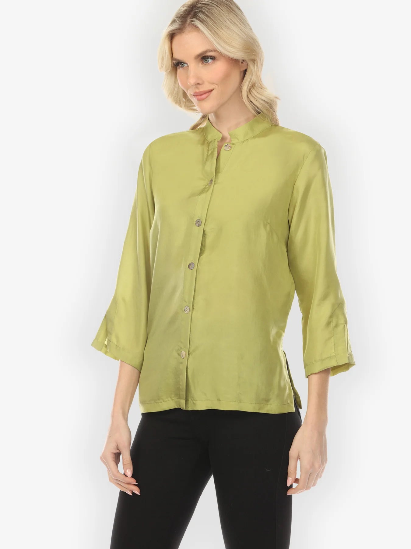 Citron "Solid Silk Lime Green" Silk Blouse - 1213SS-LG