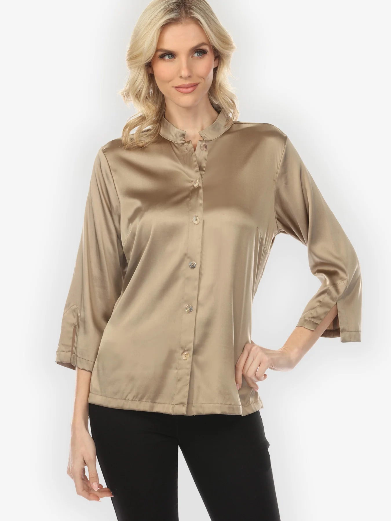 Citron "Solid Silk Dark Champagne" Silk Blouse - 1213SSS-DC