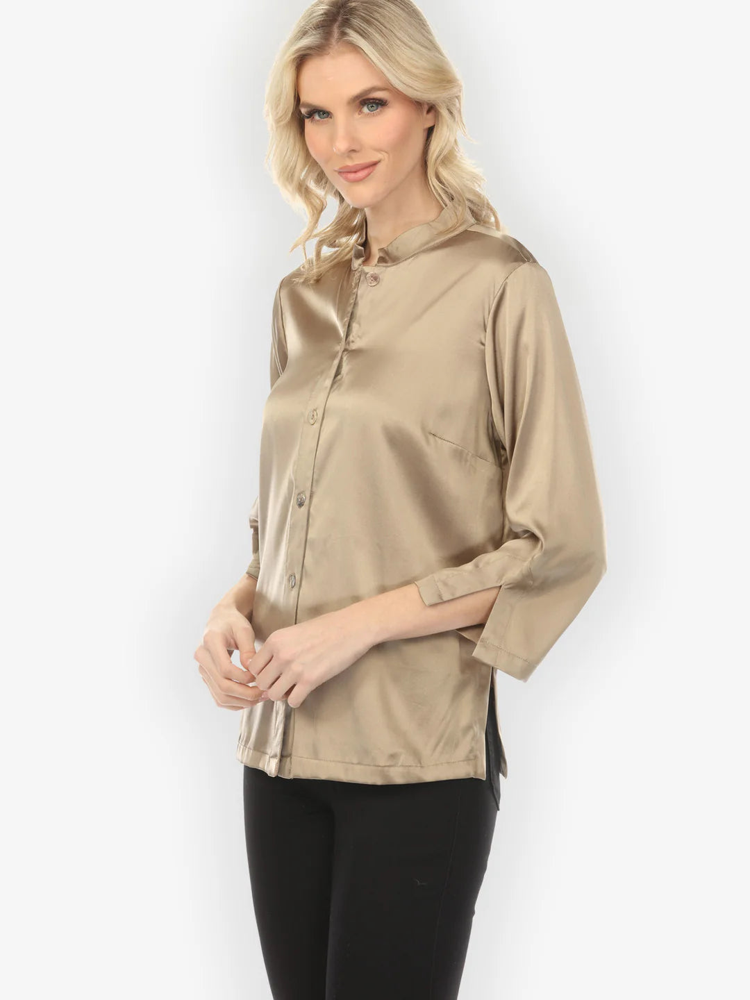 Citron "Solid Silk Dark Champagne" Silk Blouse - 1213SSS-DC