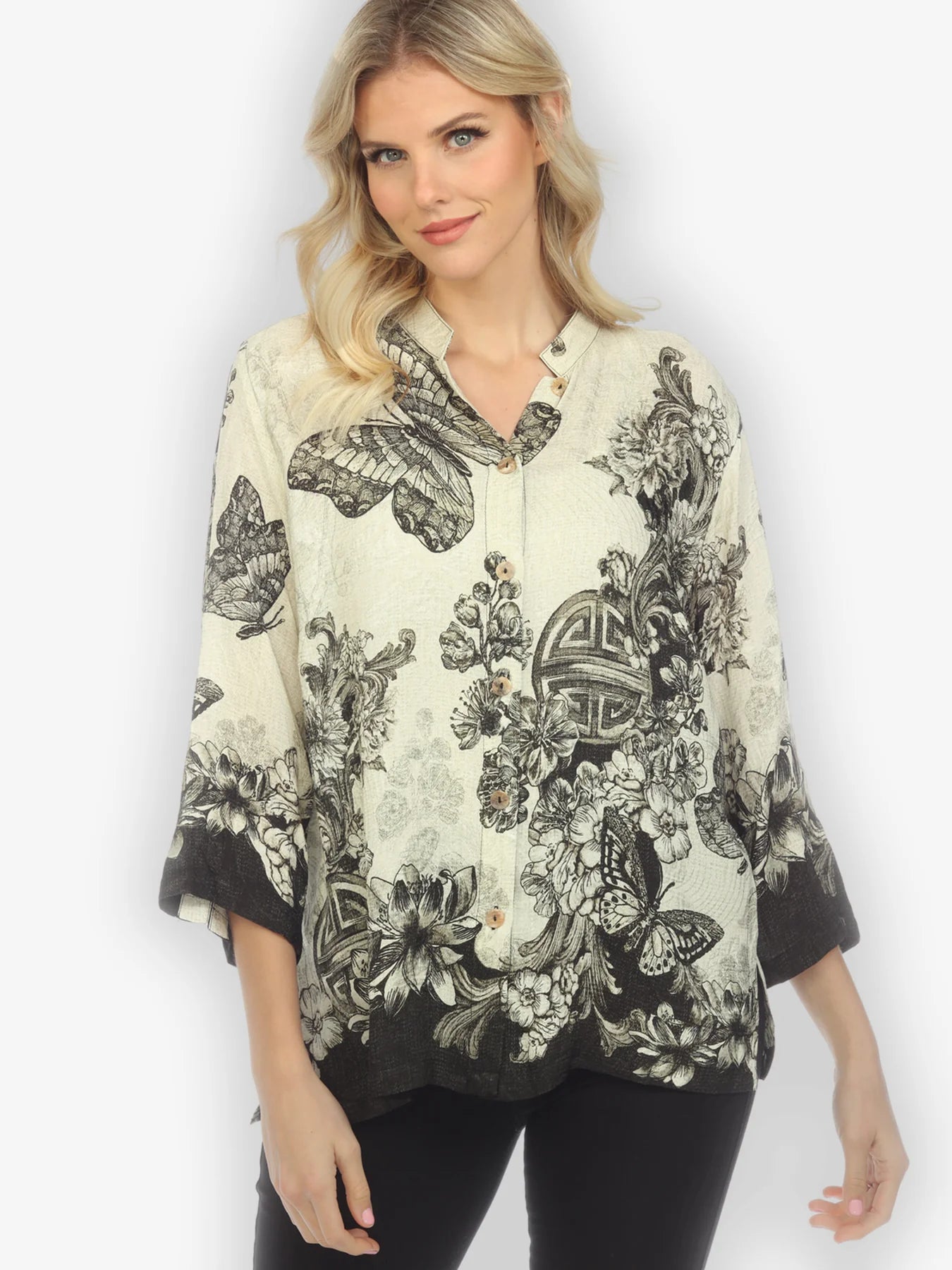 Citron "Tasteful Butterfly Art" Silk Blouse - 1213TBA