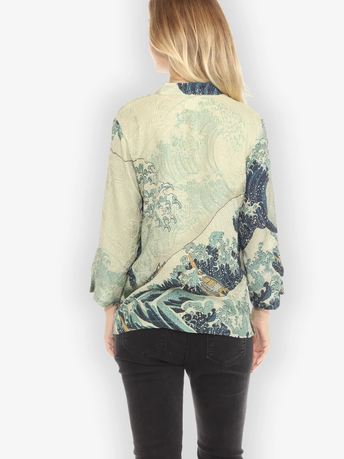 Citron "Traditional Japanese Wave" Silk Blouse - 1213TJW