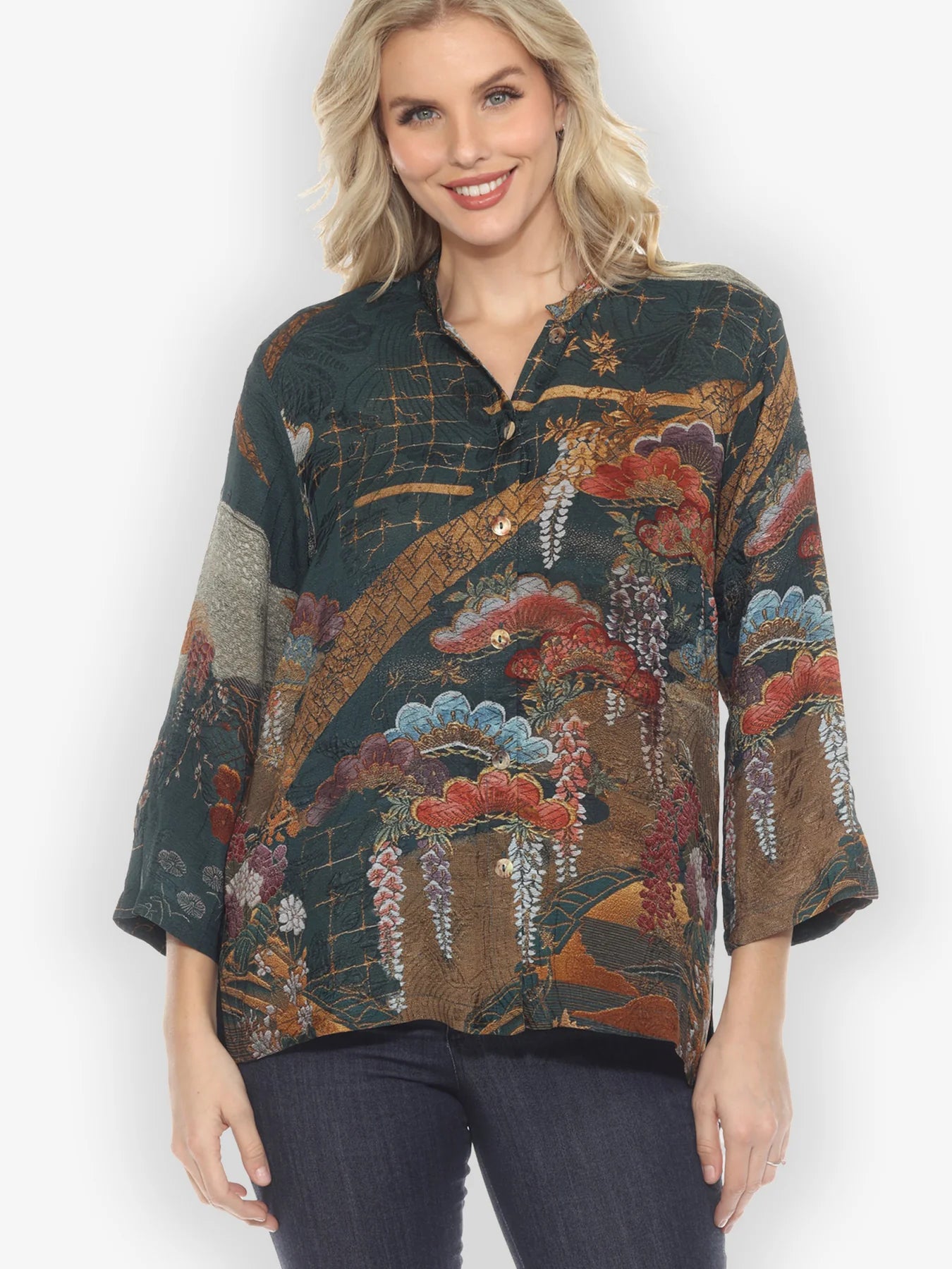 Citron "Tapestry Wisteria" Silk Blouse - 1213TW