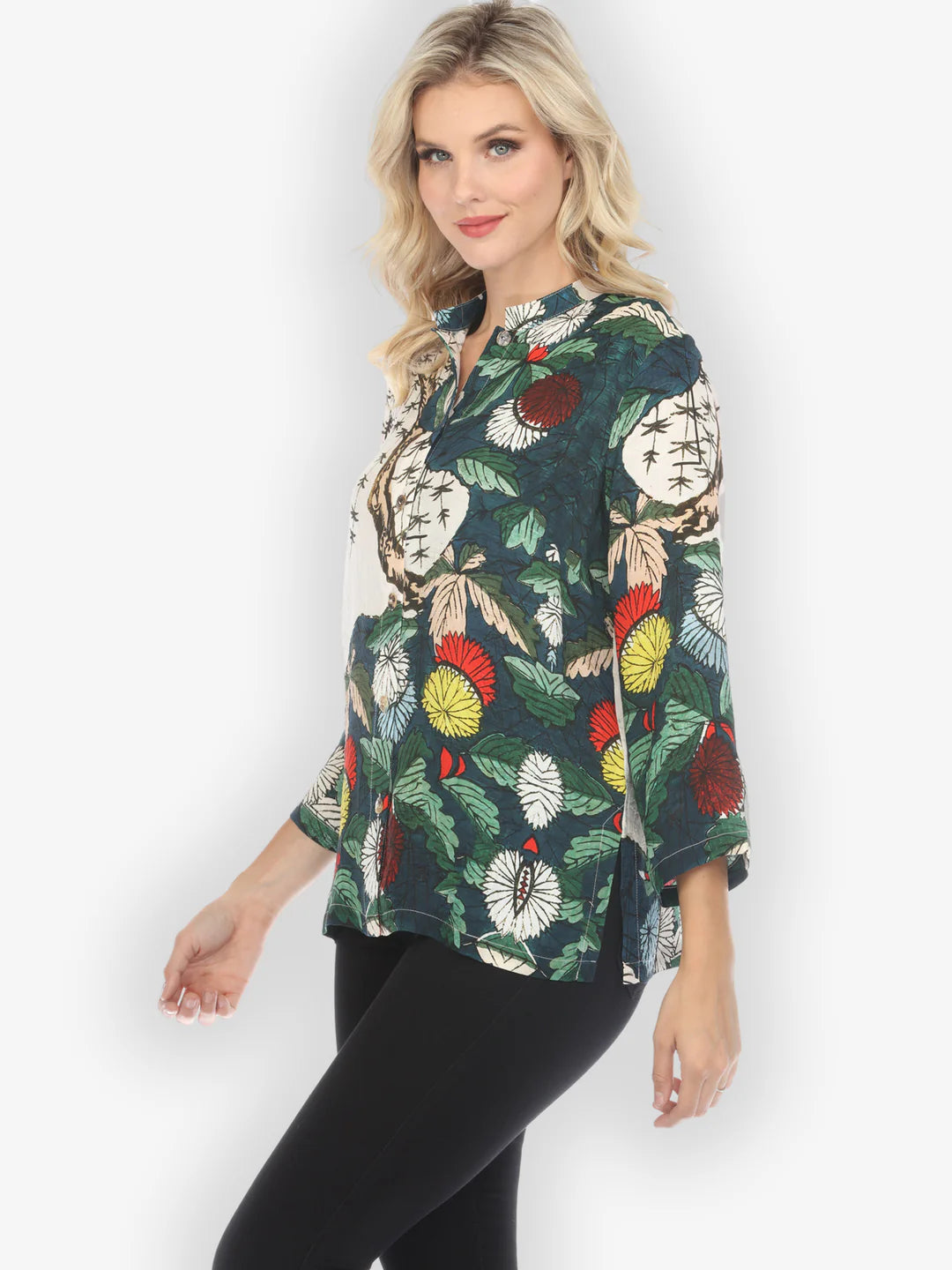 Citron "Umbrella and Flowers" Silk Blouse - 1213UF