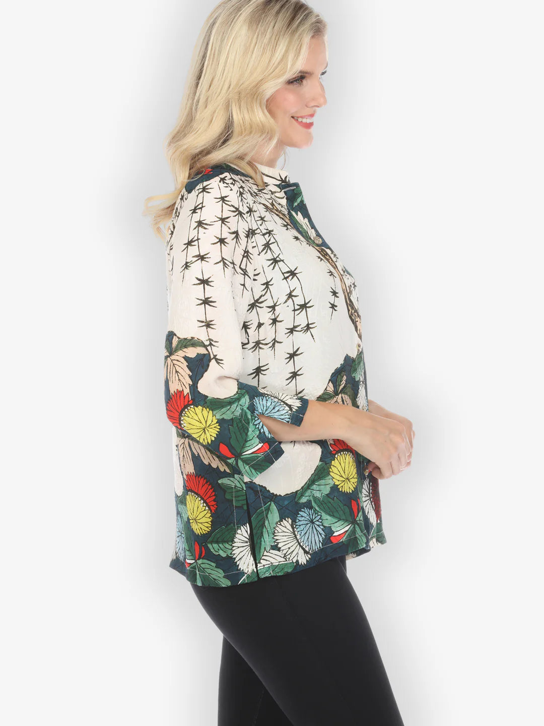 Citron "Umbrella and Flowers" Silk Blouse - 1213UF