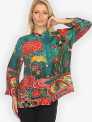 Citron "Underwater Garden" Silk Blend Blouse - 1213UG