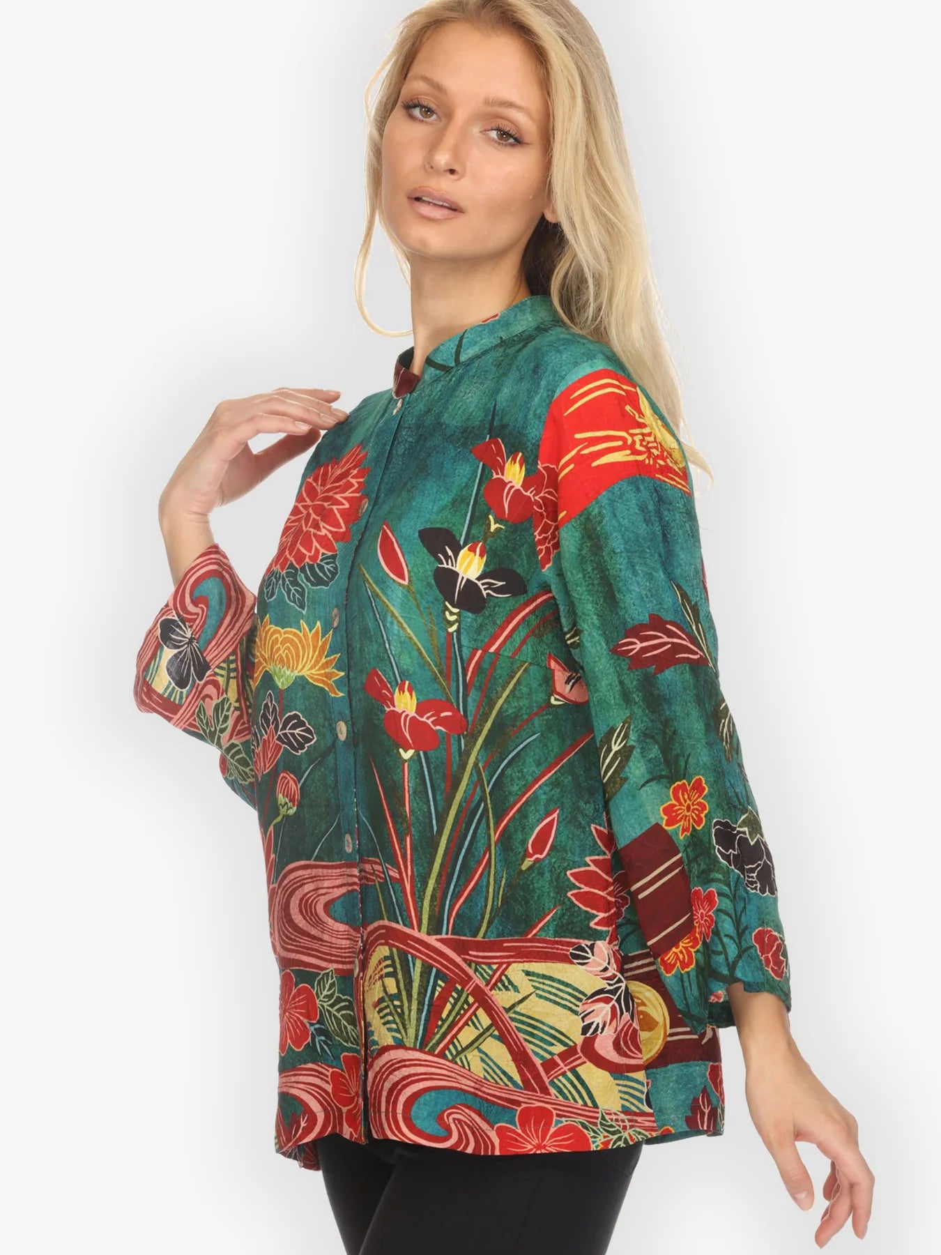 Citron "Underwater Garden" Silk Blend Blouse - 1213UG