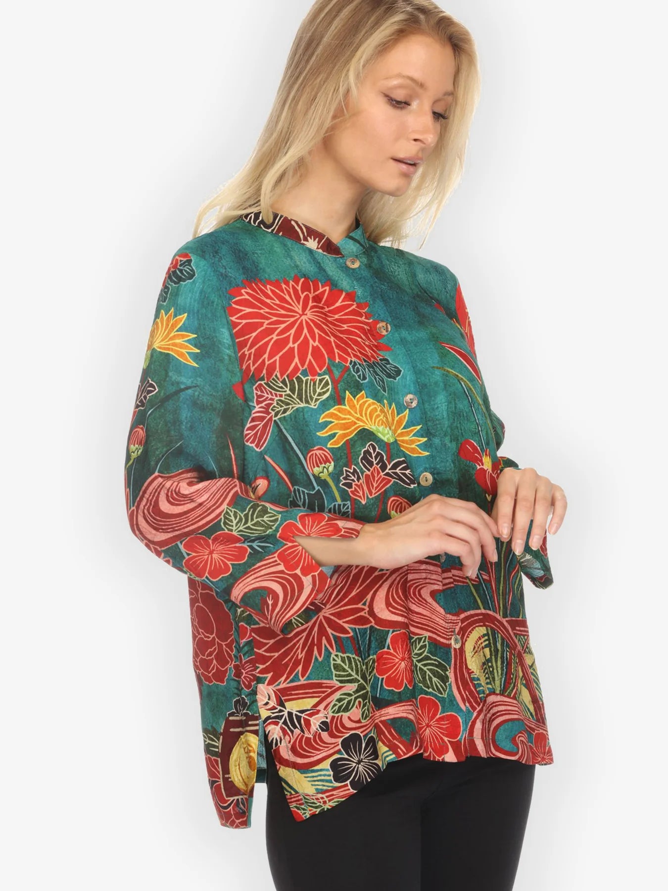Citron "Underwater Garden" Silk Blend Blouse - 1213UG
