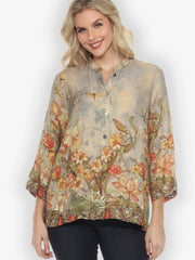 Citron "Vintage Art Nouveau" Silk Blouse - 1213VAN