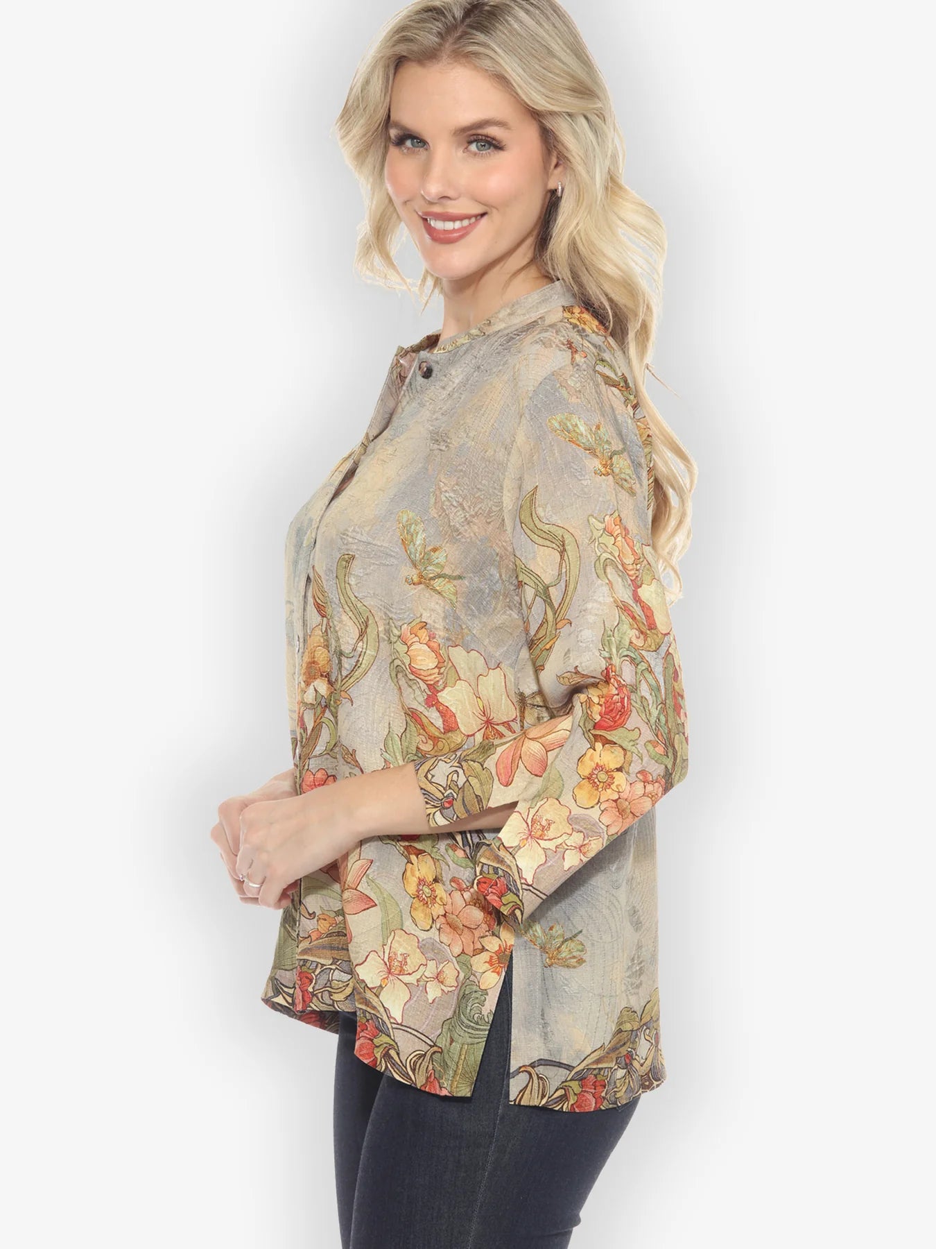 Citron "Vintage Art Nouveau" Silk Blouse - 1213VAN