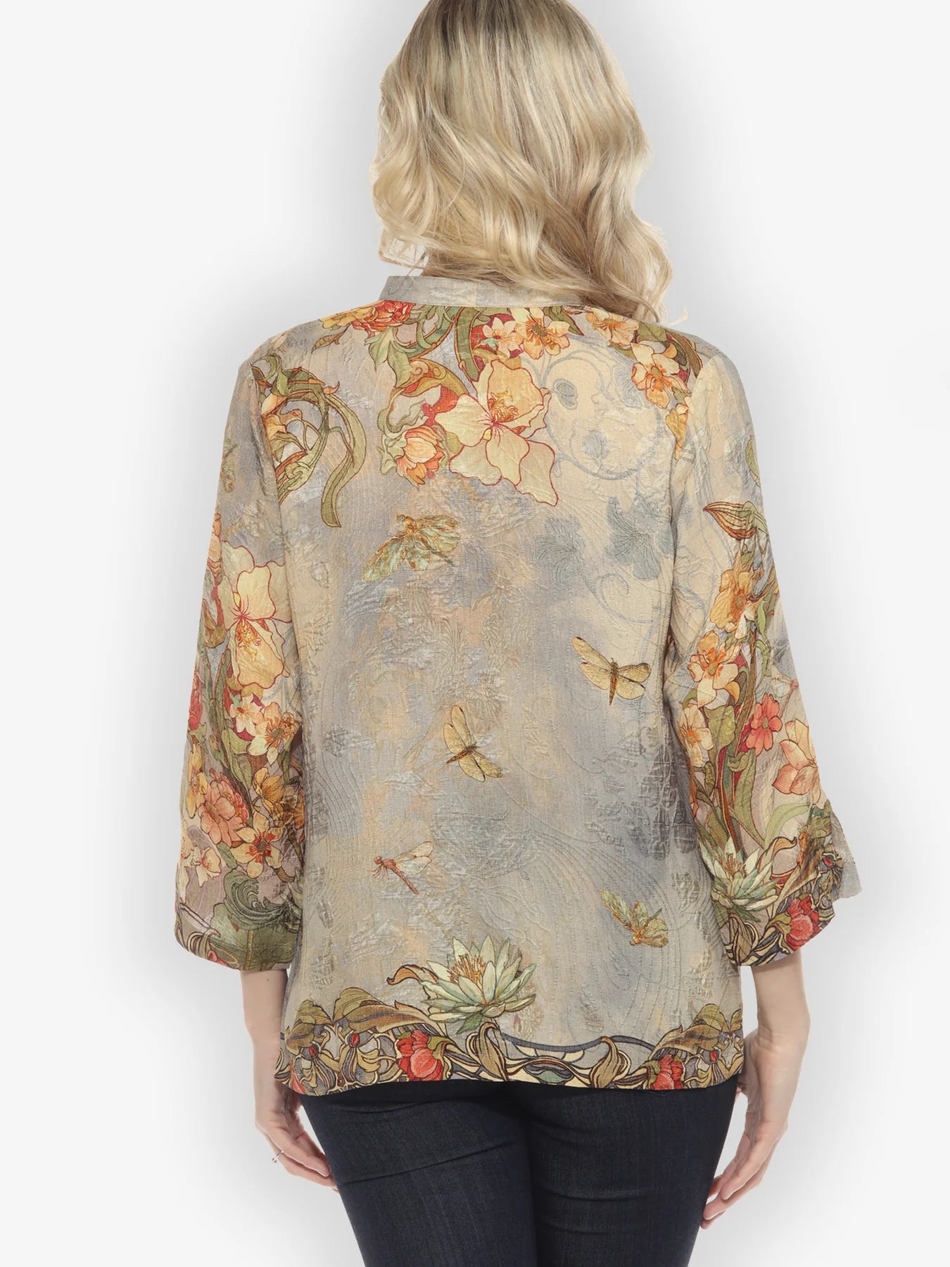 Citron "Vintage Art Nouveau" Silk Blouse - 1213VAN